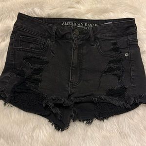 American eagle black super stretch shorts